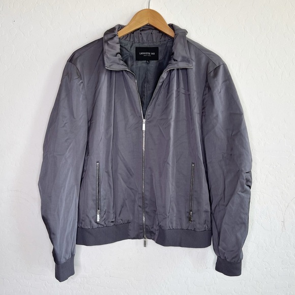 Lafayette 148 New York Rock Gray Kiki Satin Viscose Bomber Jacket $698 - Picture 4 of 9